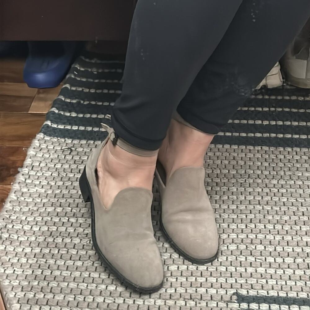 Free People Suede Tan Buckle Loafer. 37
